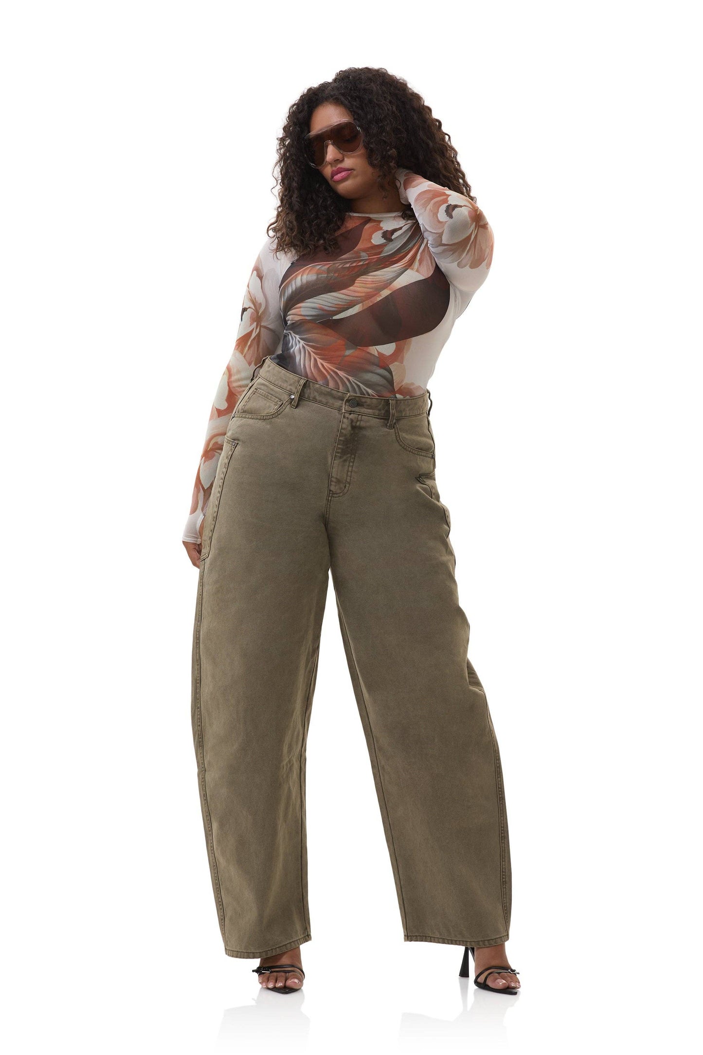 Afrm Kaylee Top - Noir Leaf Lotus