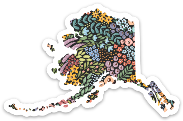 Alaska State Floral Sticker 3.5x2.25in