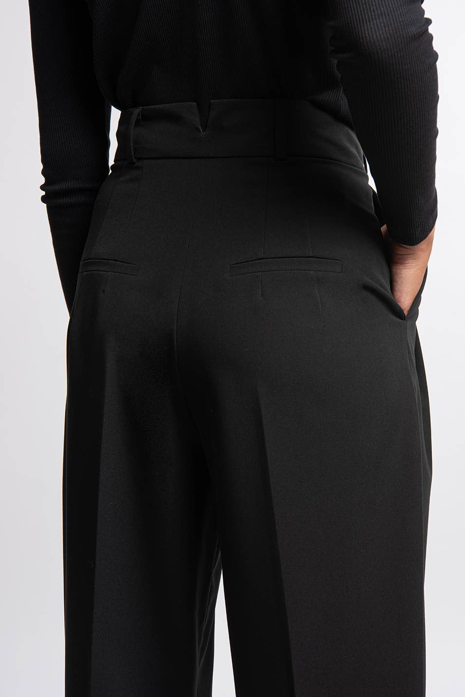 Ficelle black high-waisted wide-leg pants
