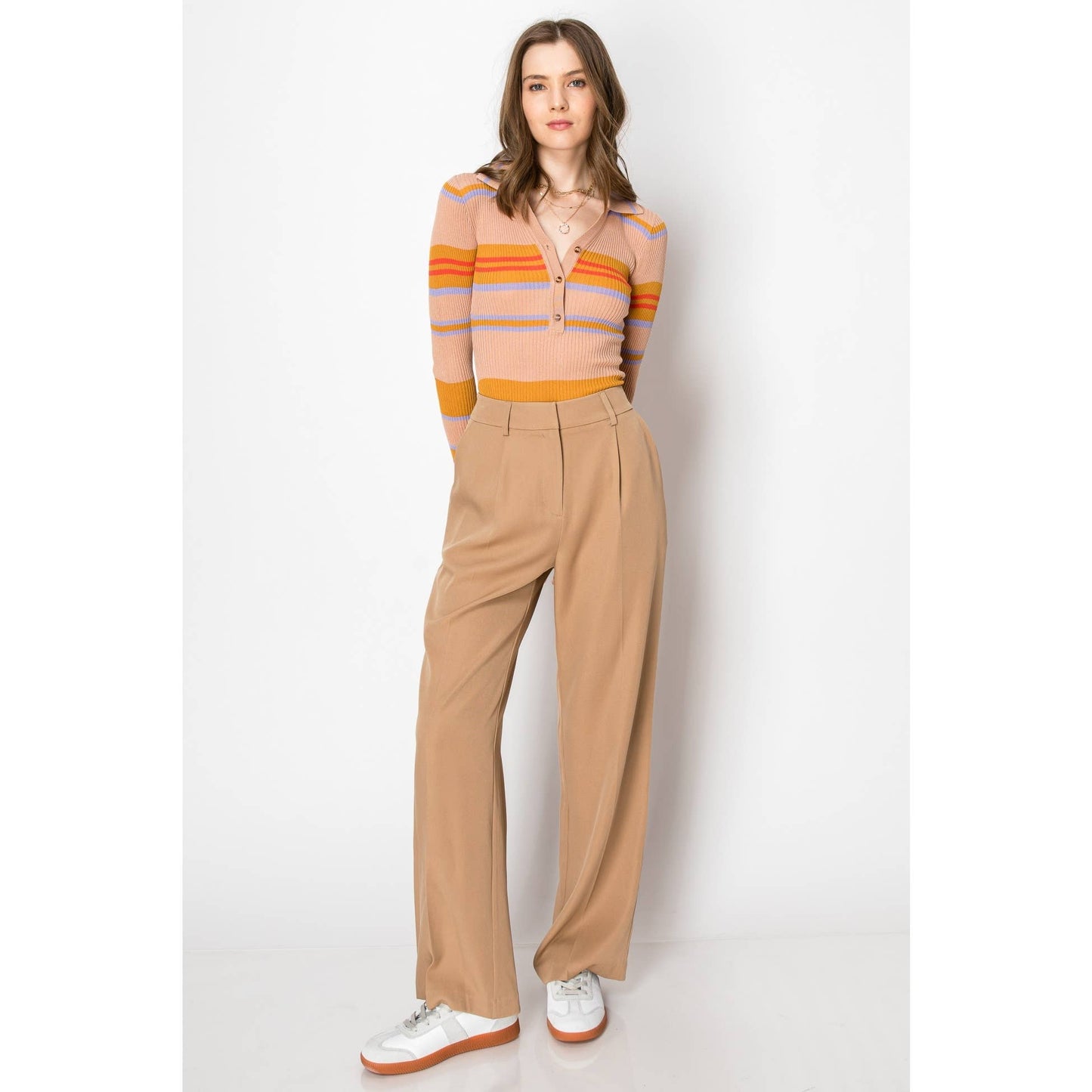 Skylar Rose Wide Leg Trousers Smocked Back PANTS