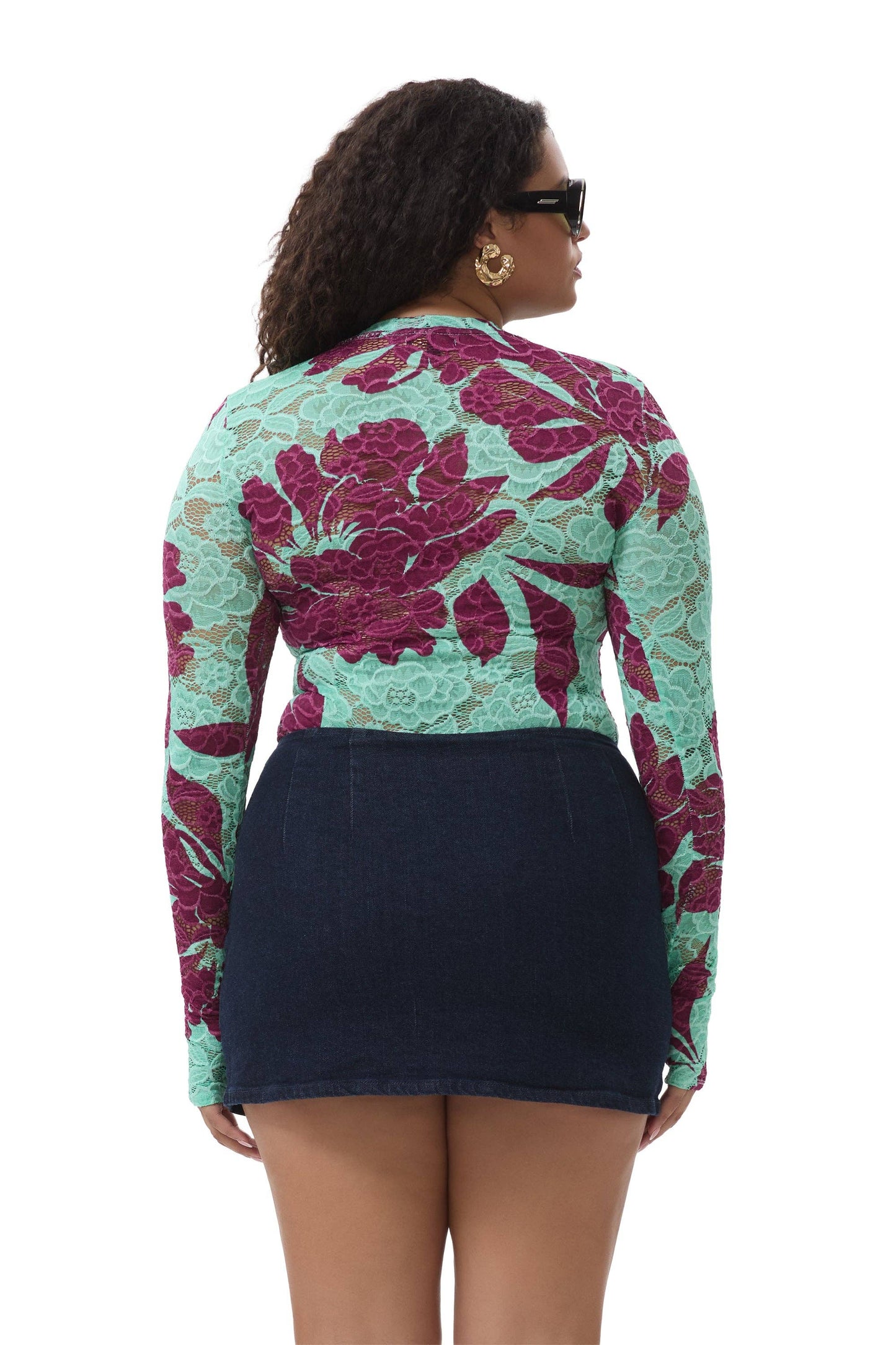 Afrm Kaylee Lace Top - Aqua Tropical