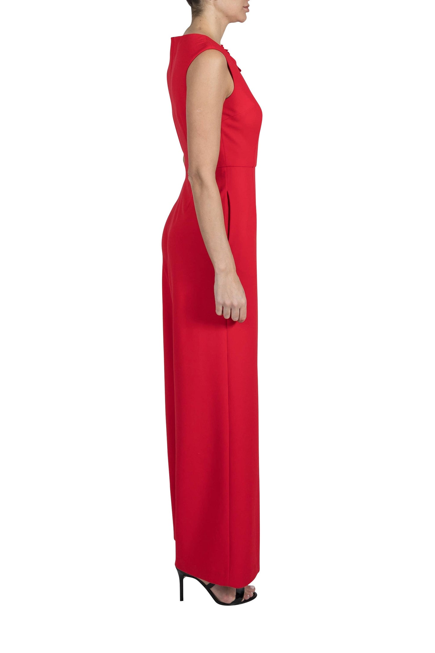 BOAT NECK JUMPSUIT WITH SHOULDER DETAIL