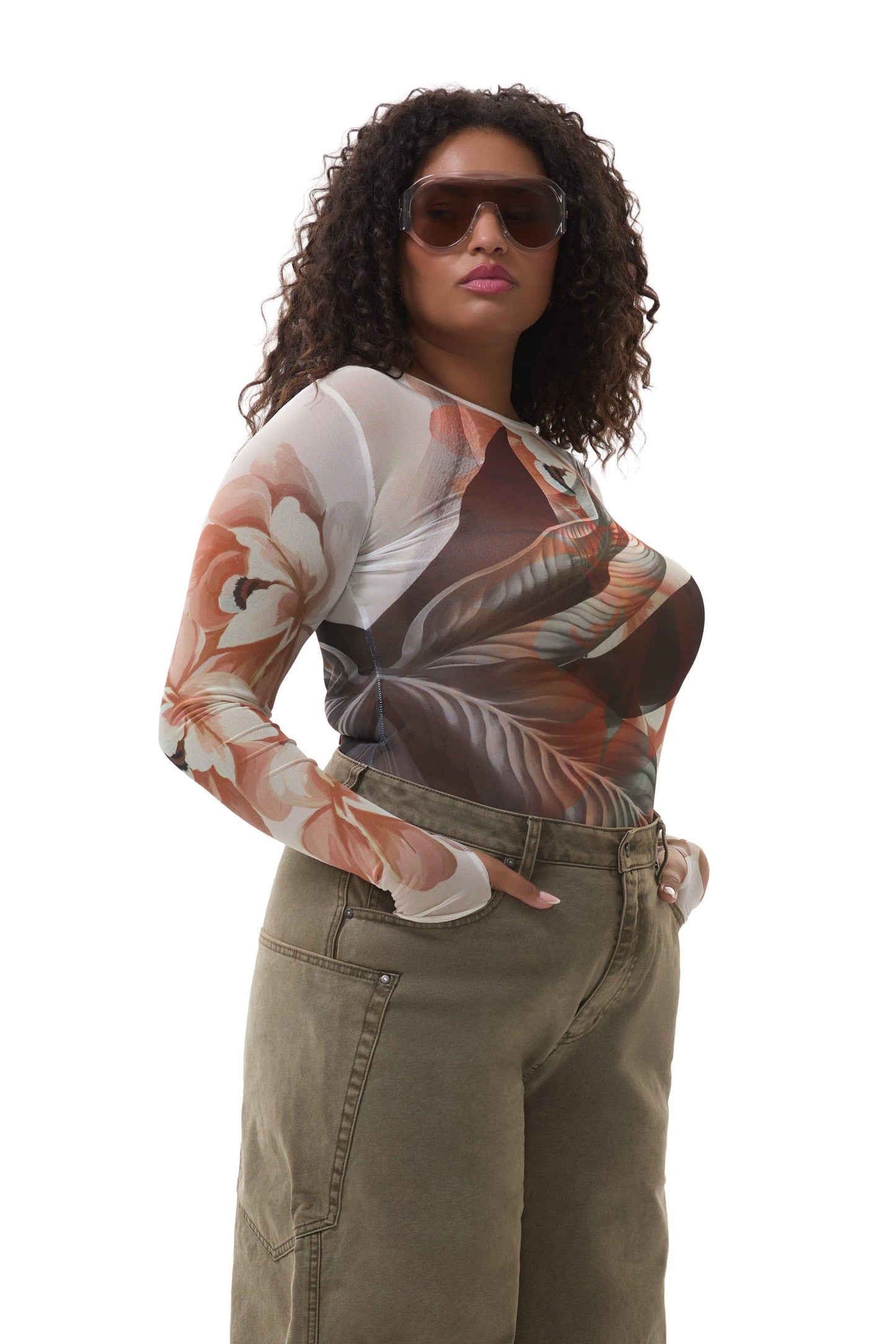 Afrm Kaylee Top - Noir Leaf Lotus