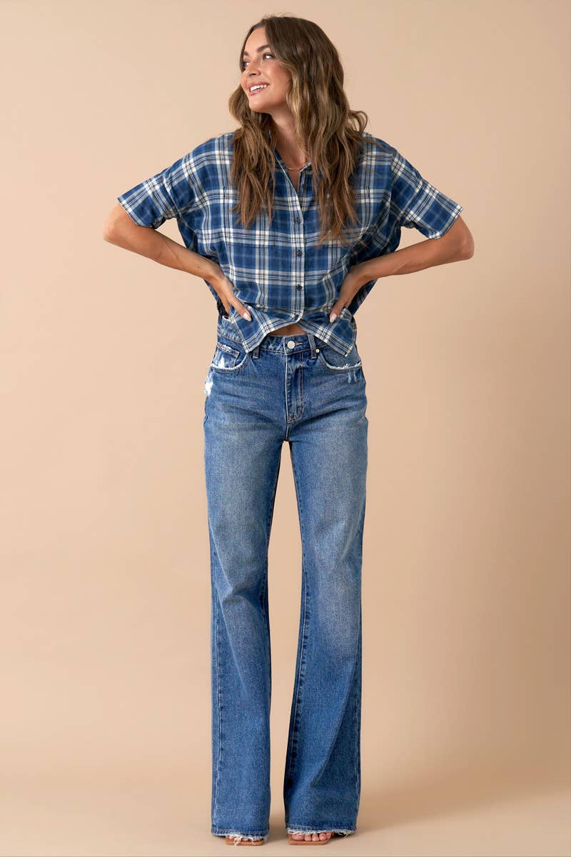 Insane High Rise Relaxed Boot Cut Denim