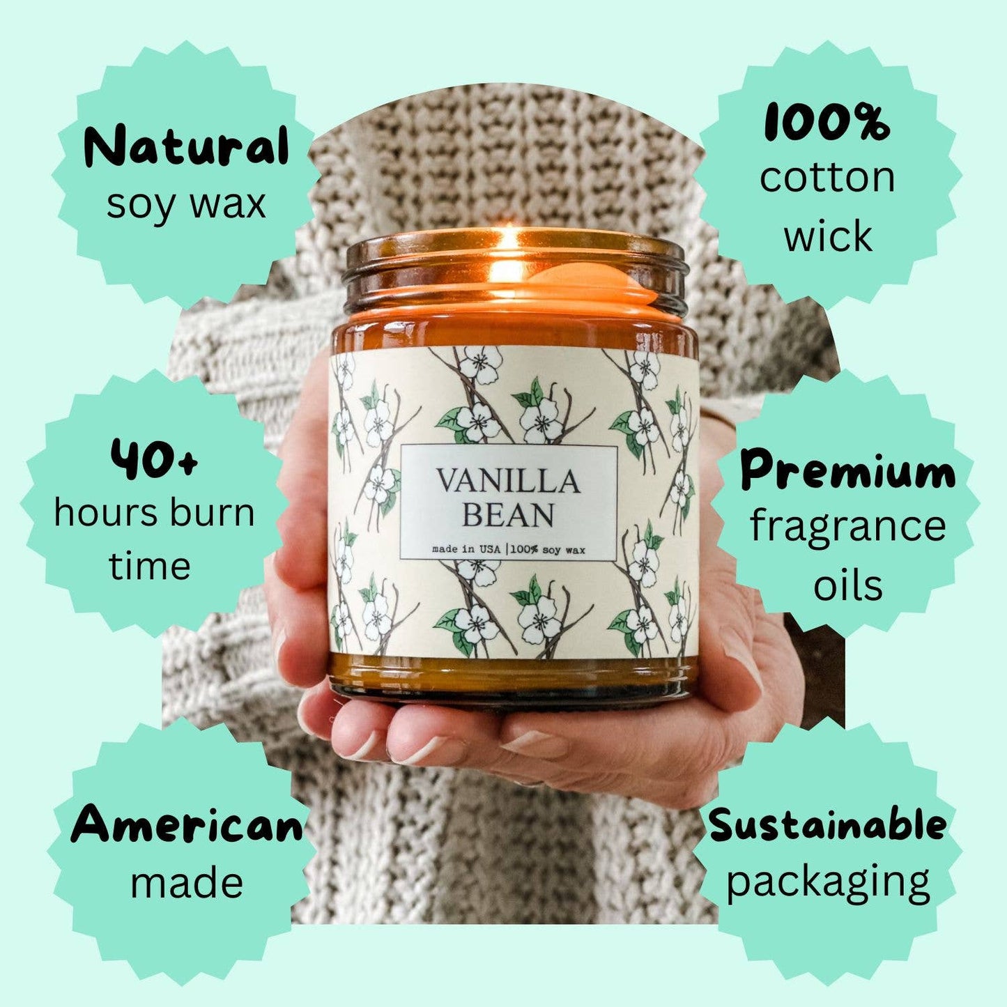 Moonlight Vanilla Bean Scented Candle - 9oz Glass Jar - Apothecary