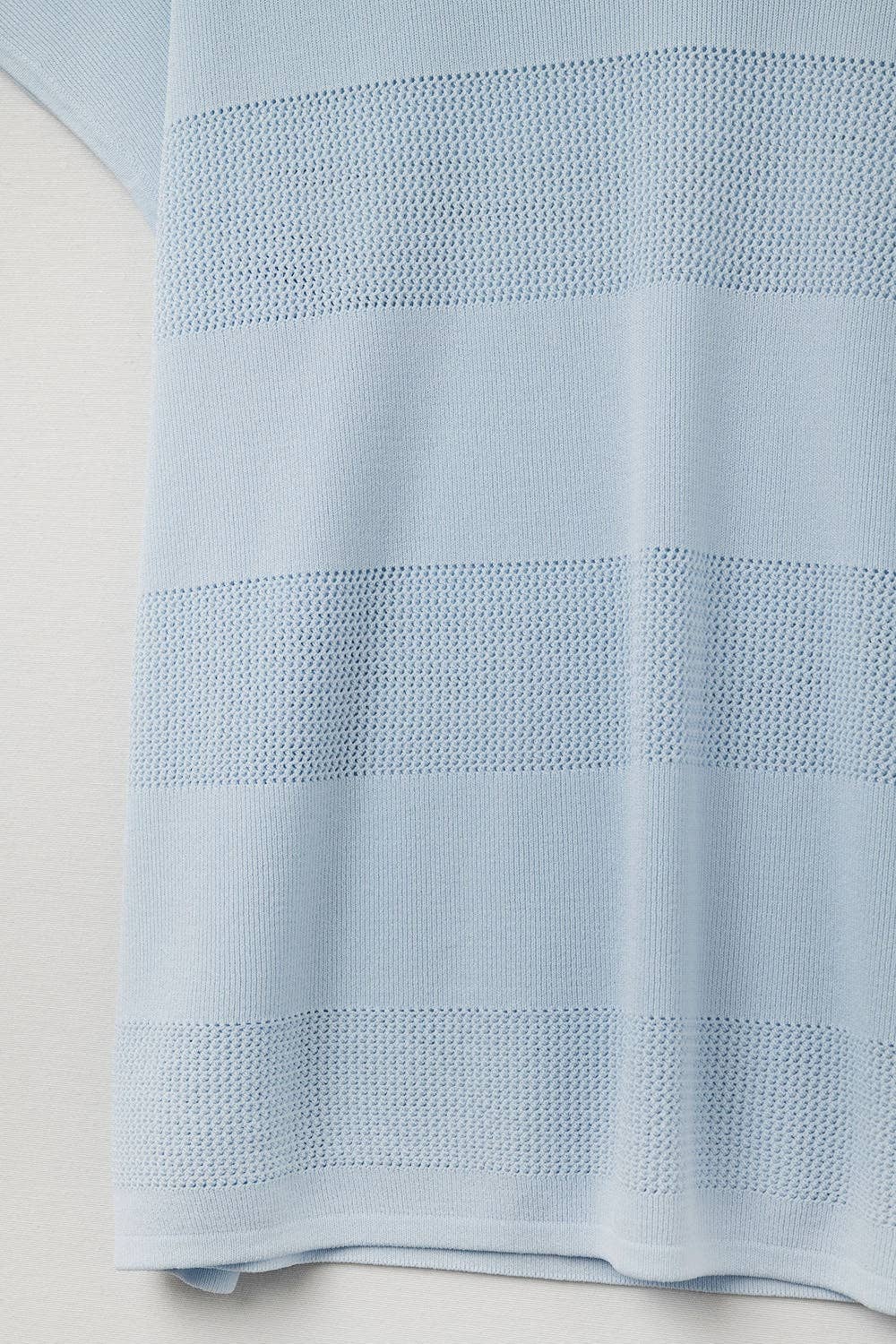 Q2 Baby Blue V-neck sweater with open knit detail One Size