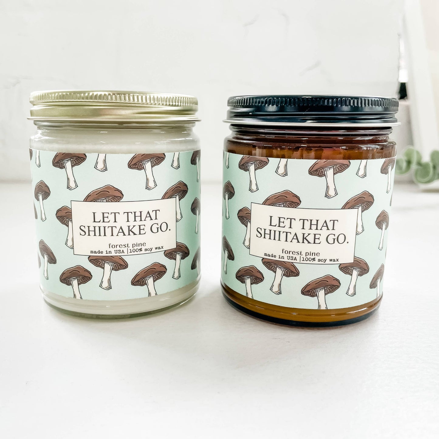 Moonlight Let That Shiitake Go - Funny Glass 9oz Pine Scented Candles