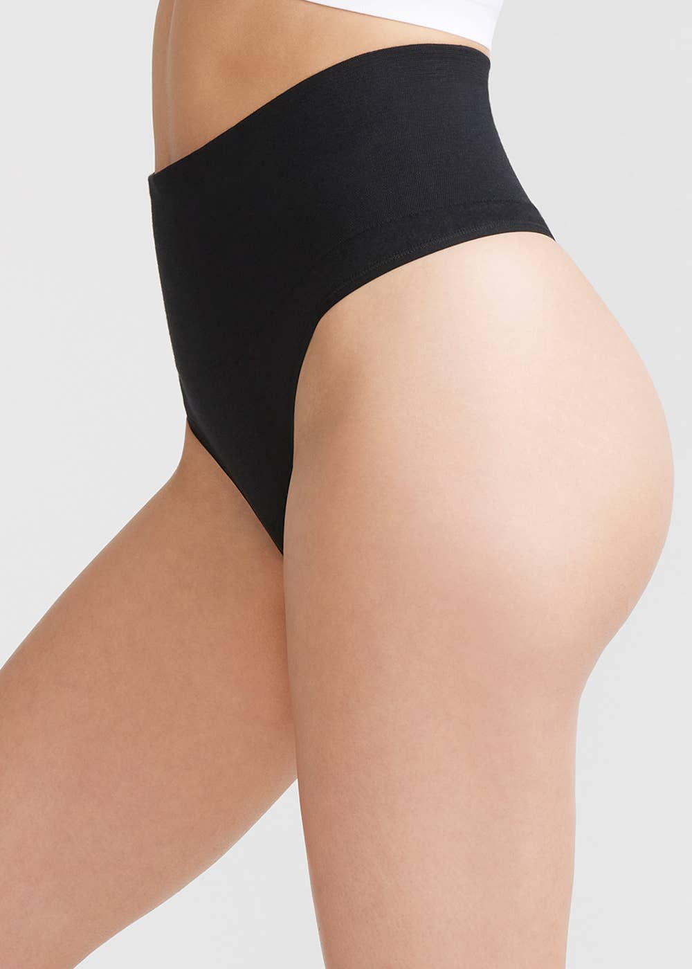 Yummie Cotton Seamless Shaping Thong: Heather Grey / L/XL