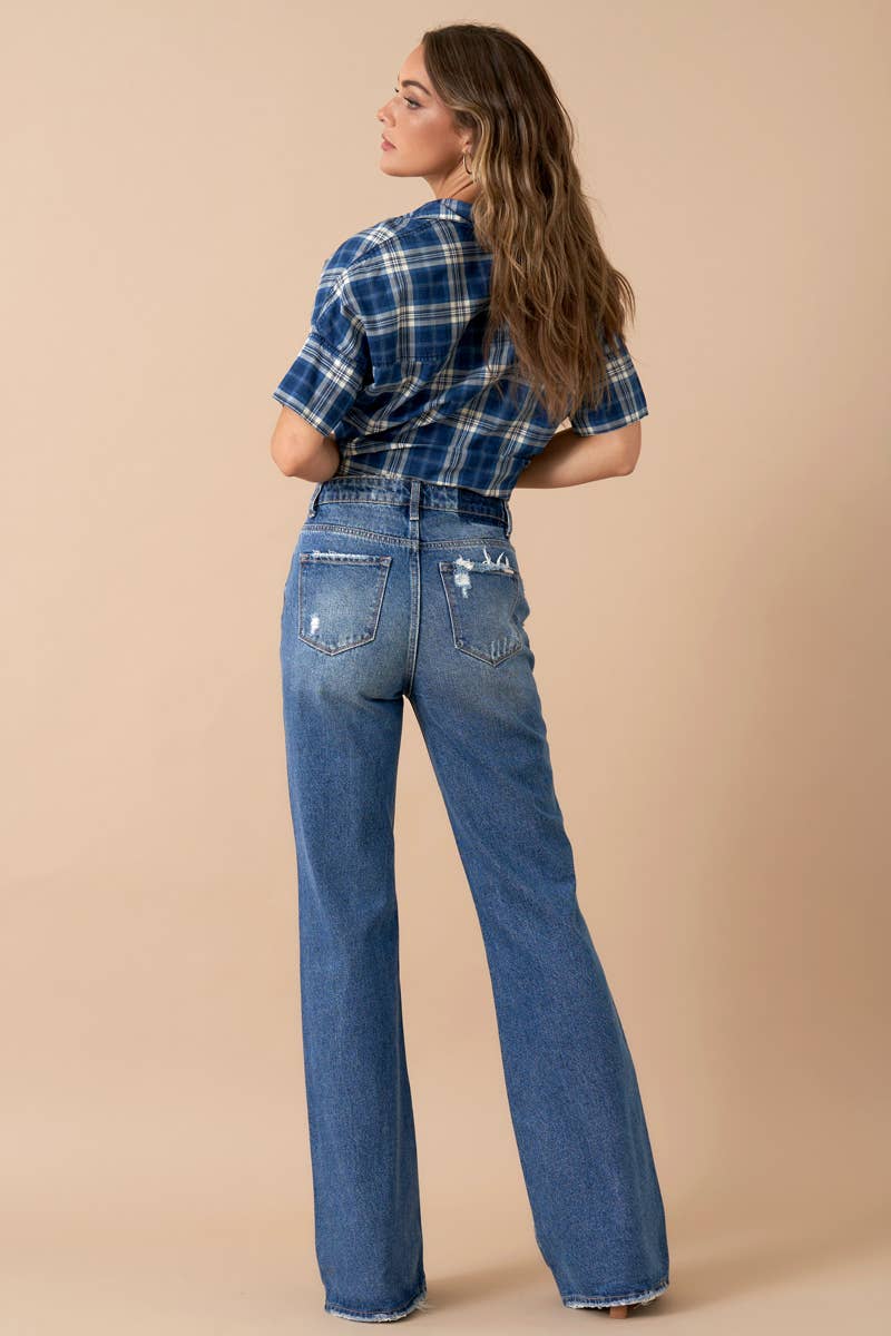 Insane High Rise Relaxed Boot Cut Denim