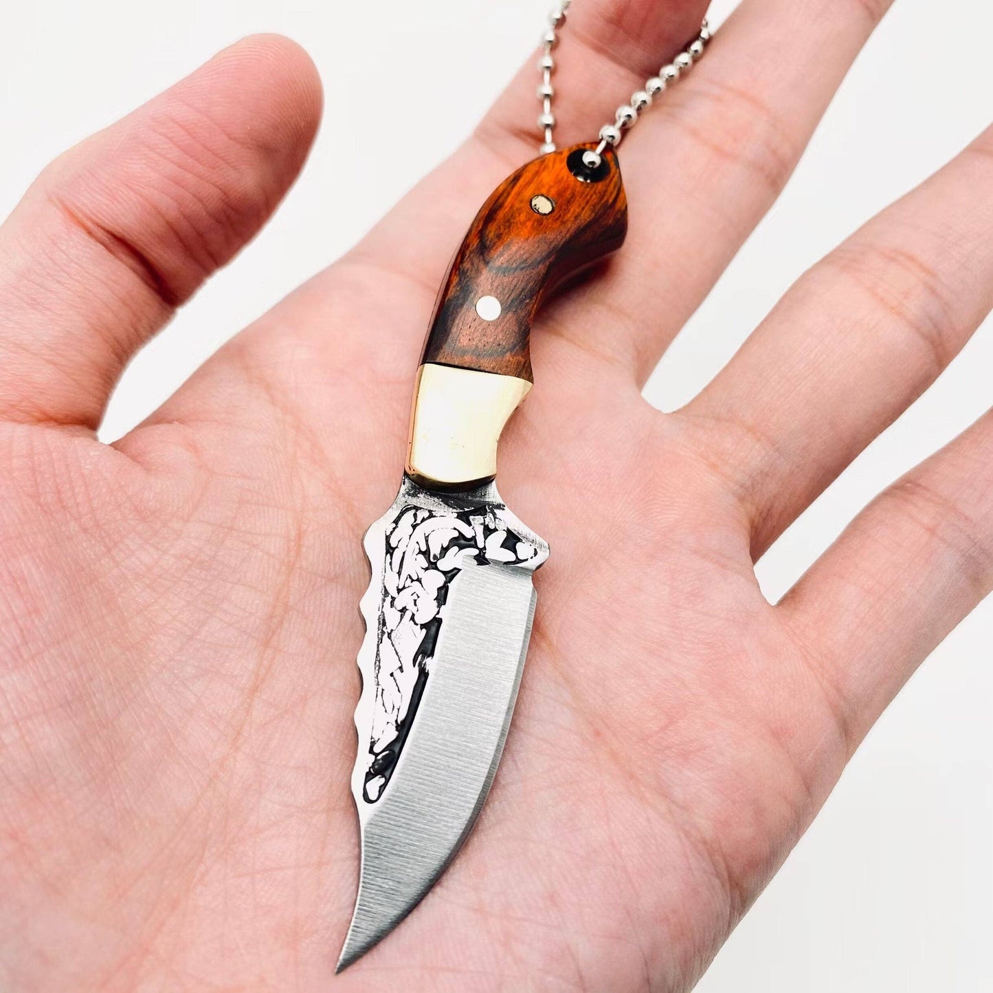 Wooden Handle Portable Mini Stainless Steel Embossed Knife