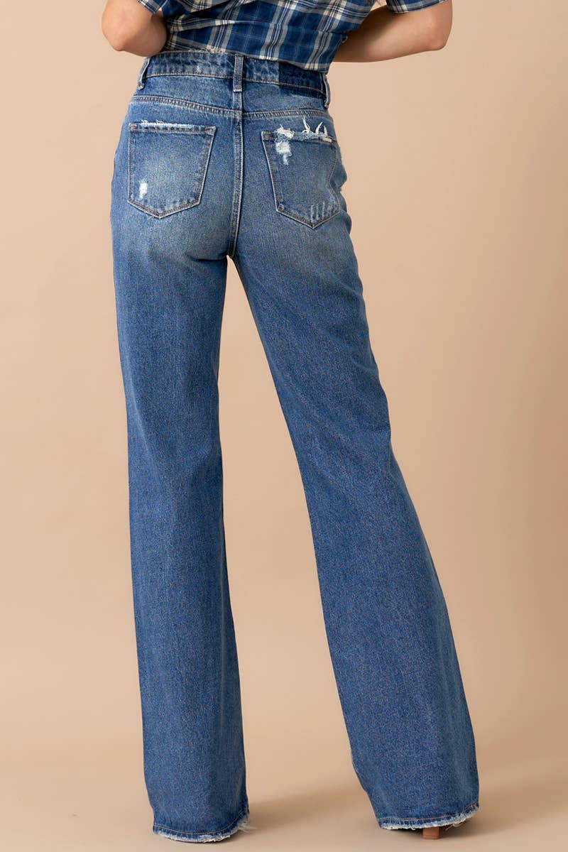Insane High Rise Relaxed Boot Cut Denim