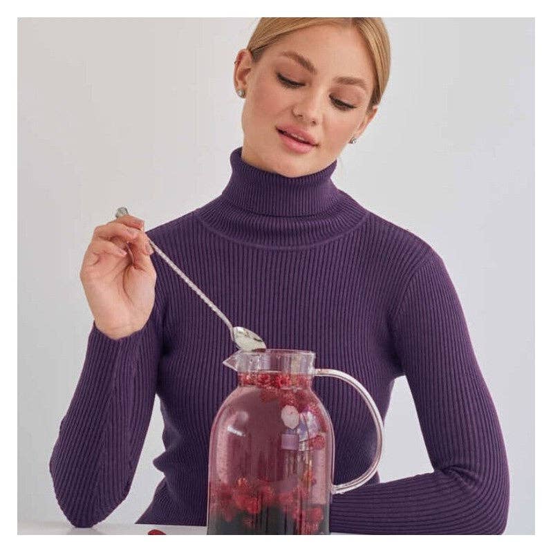 Alter'd Solid Color Turtleneck Knit Sweater