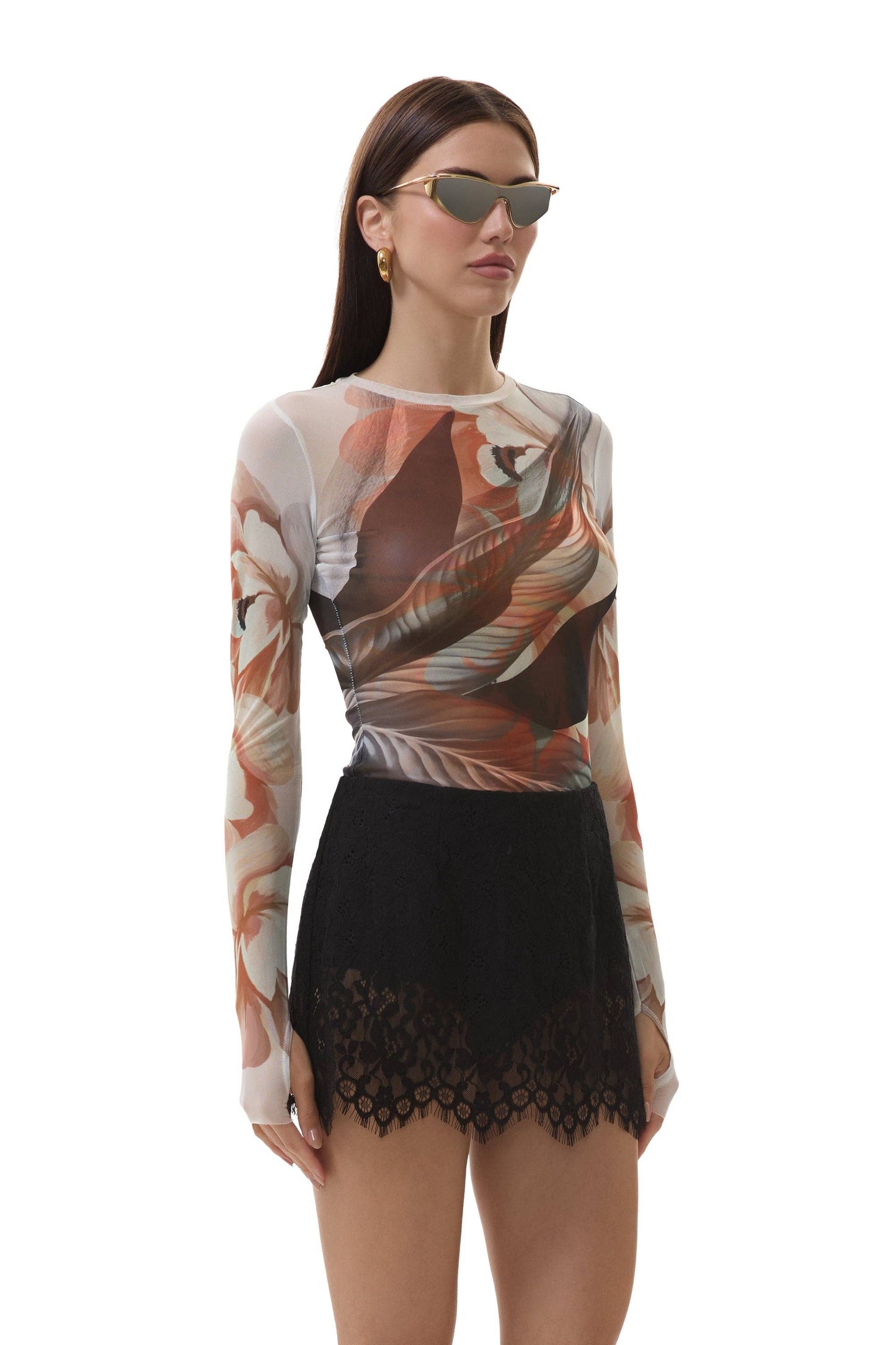 Afrm Kaylee Top - Noir Leaf Lotus