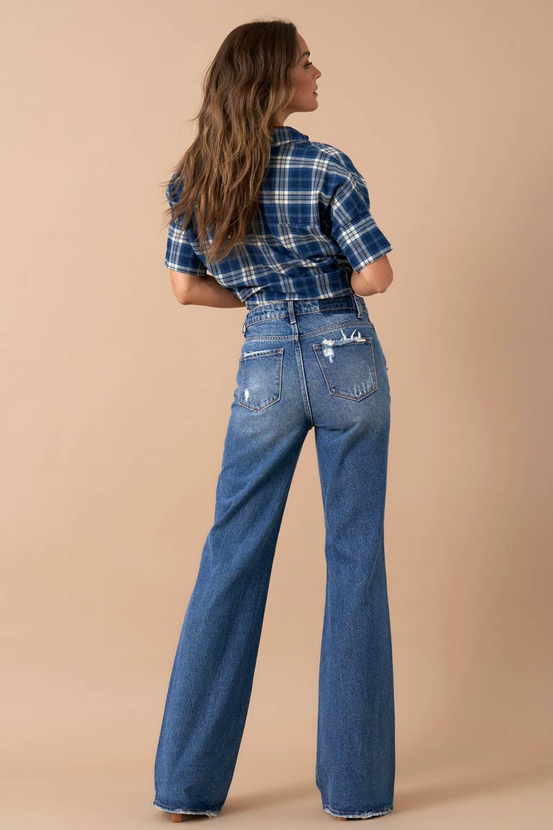 Insane High Rise Relaxed Boot Cut Denim