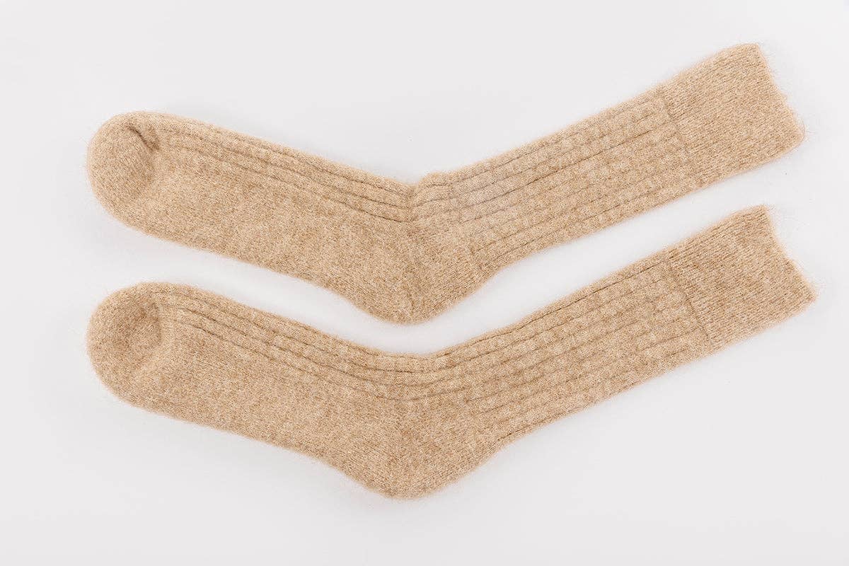 Alpaca Bed Socks: fawn