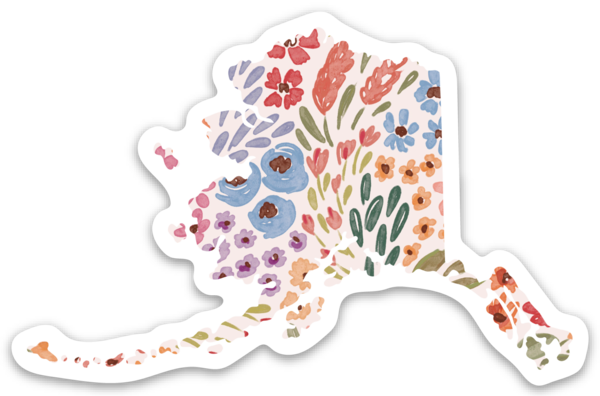 Alaska State Floral Sticker 3.5x2.25in