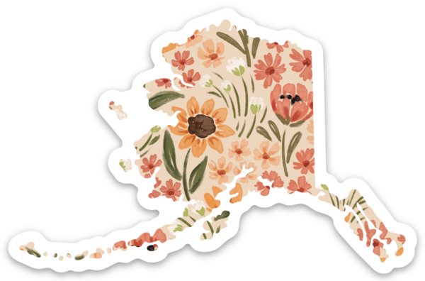 Alaska State Floral Sticker 3.5x2.25in