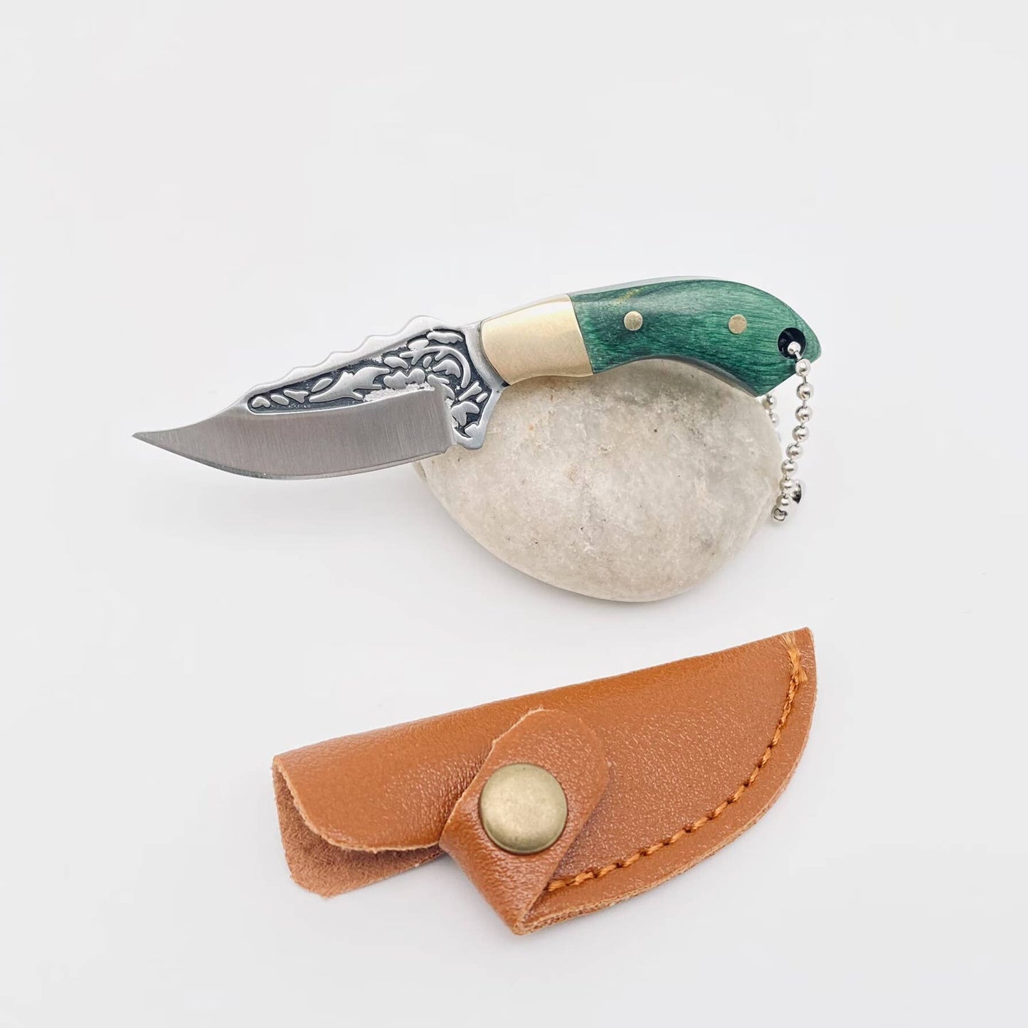Wooden Handle Portable Mini Stainless Steel Embossed Knife