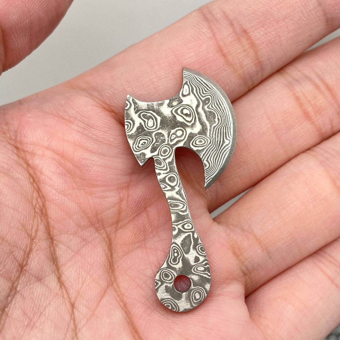 Pattern Damascus Steel Mini Axe with Cover and Metal Box