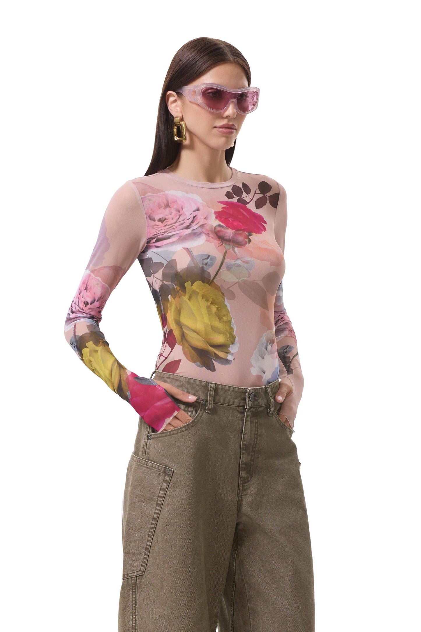 Afrm Kaylee Top - Placed Photo Rose