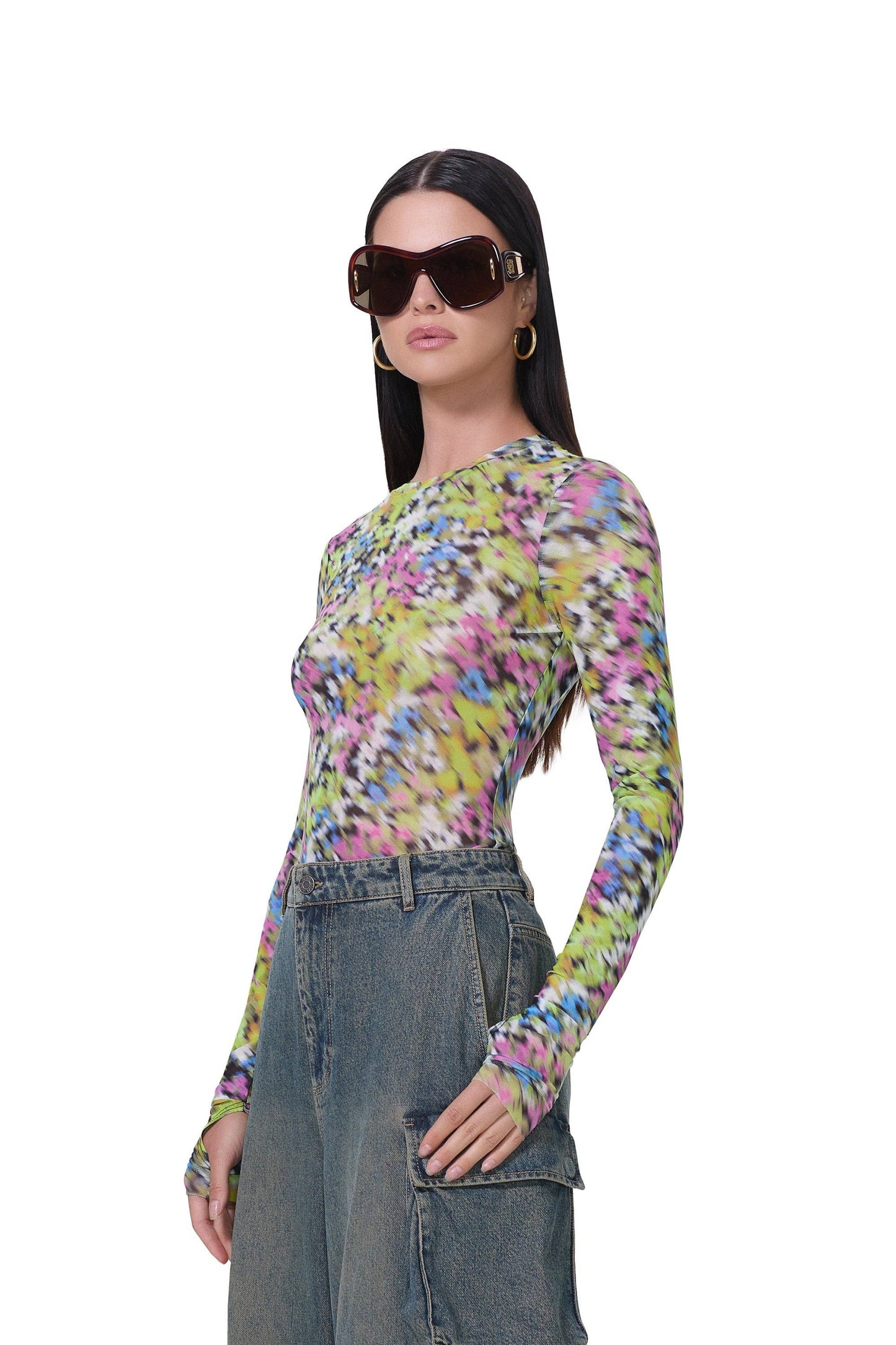AFRM Kaylee Top - Olive Blur Floral