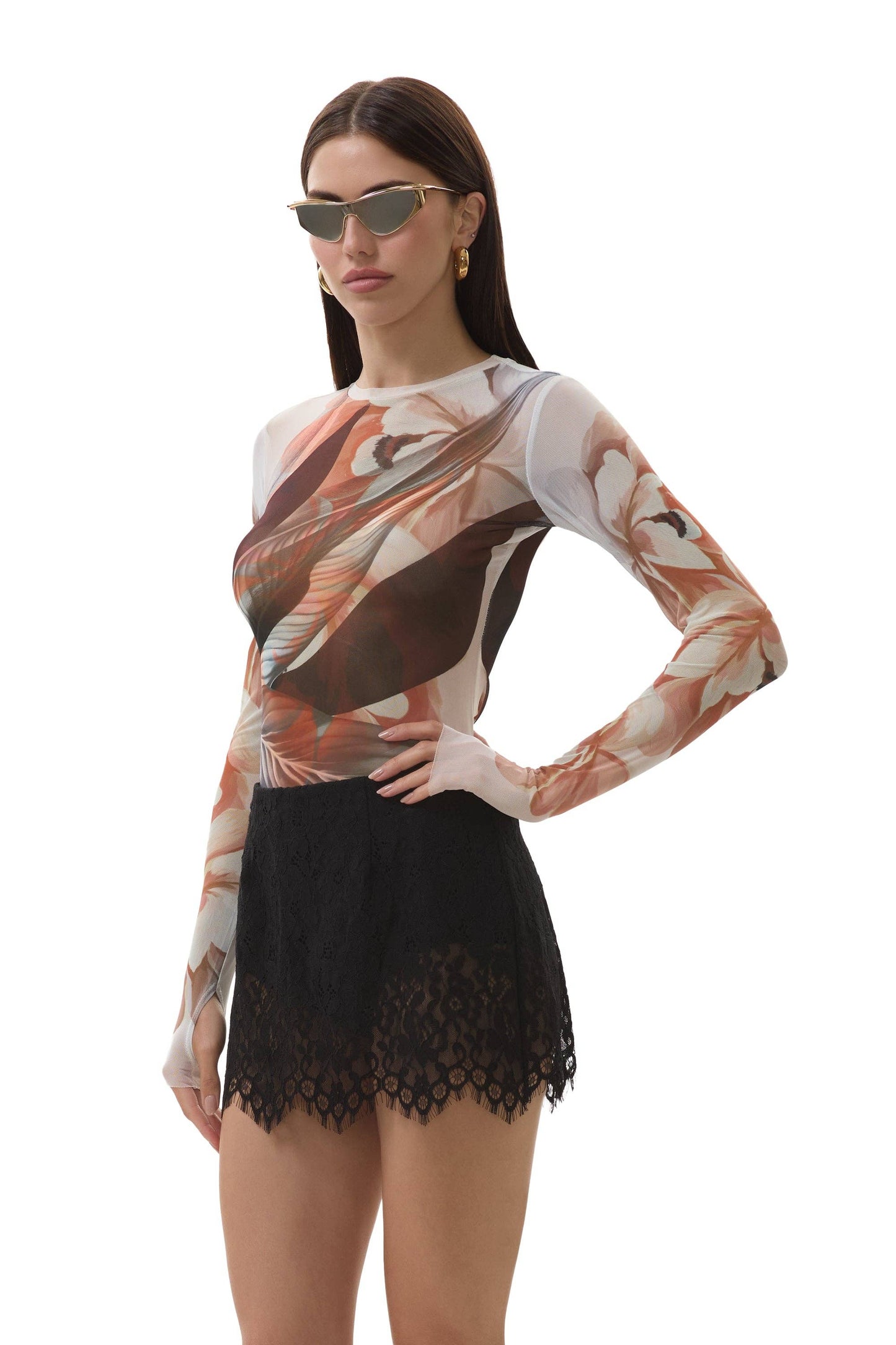 Afrm Kaylee Top - Noir Leaf Lotus