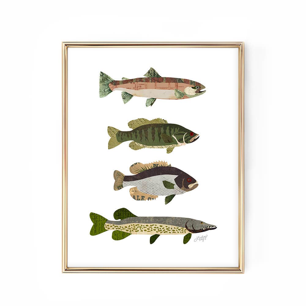 Lindsey Kay Fish Collage - Framed Art Print