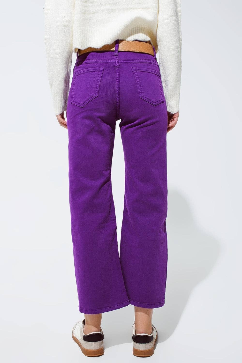 Q2 Cropped wide leg jeans in purple