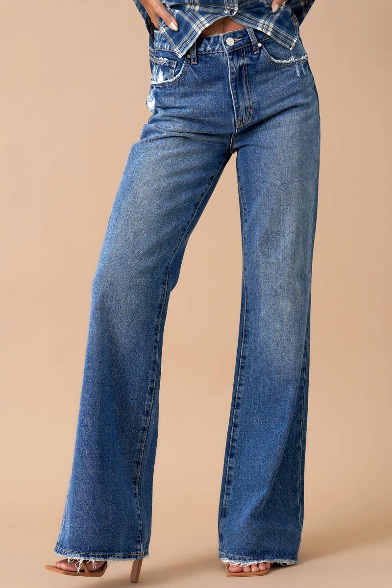 Insane High Rise Relaxed Boot Cut Denim