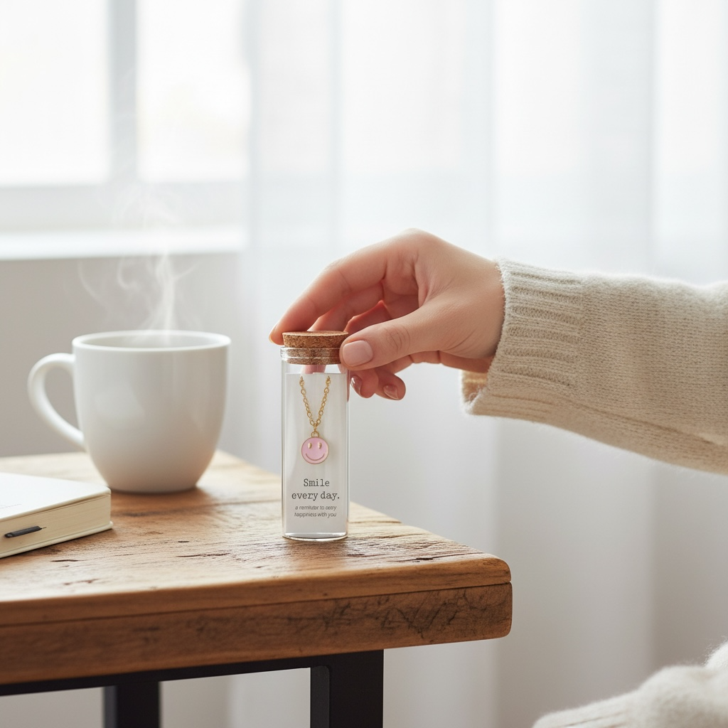 Smiley Necklace in a Bottle