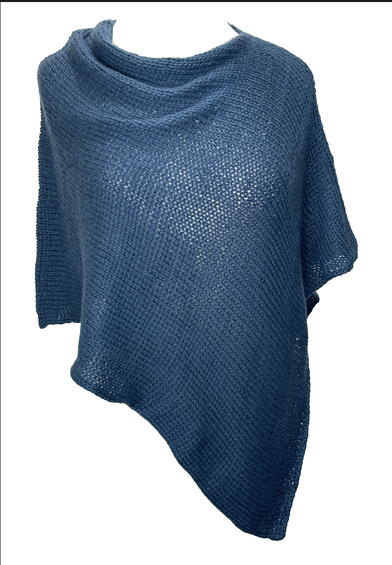 Alpaca Hand Knit Poncho Wrap: