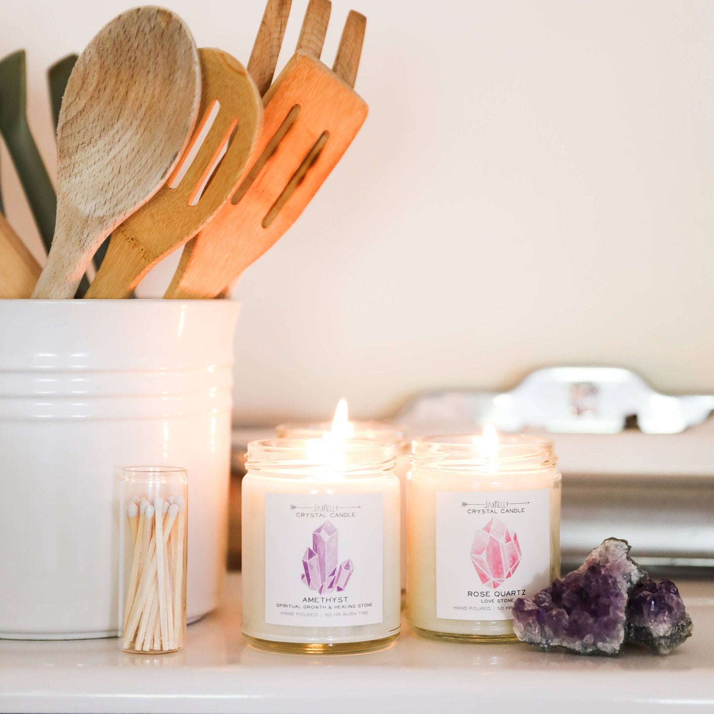 jax Crystal Candles - Rose Quartz