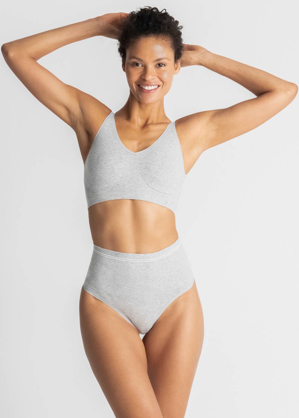 Yummie Cotton Seamless Shaping Thong: Heather Grey / L/XL