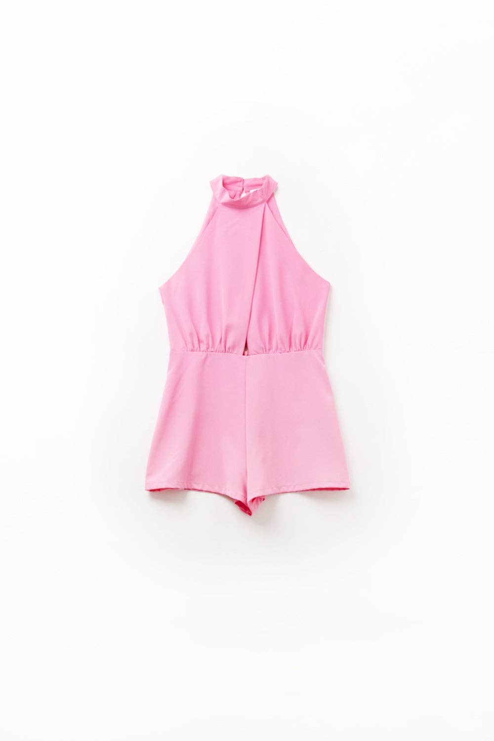Q2 High Neck pink Jumpsuit with Front Pleat Detail