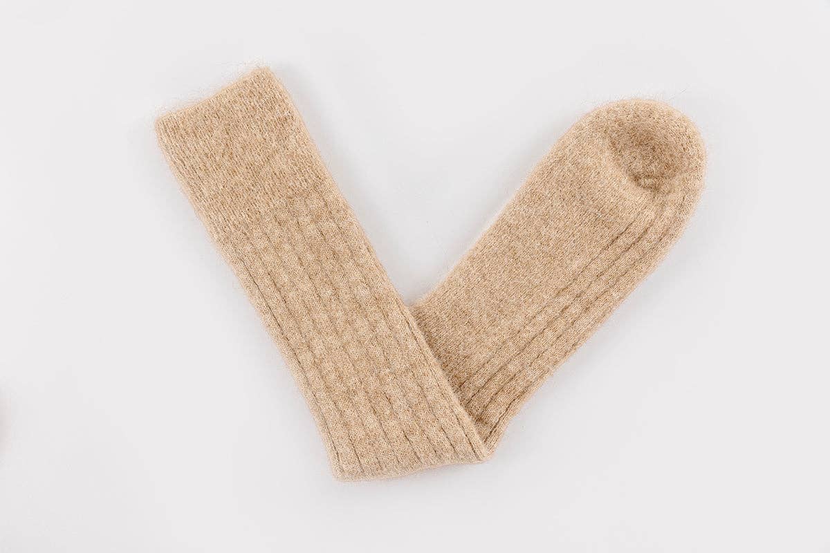 Alpaca Bed Socks: fawn