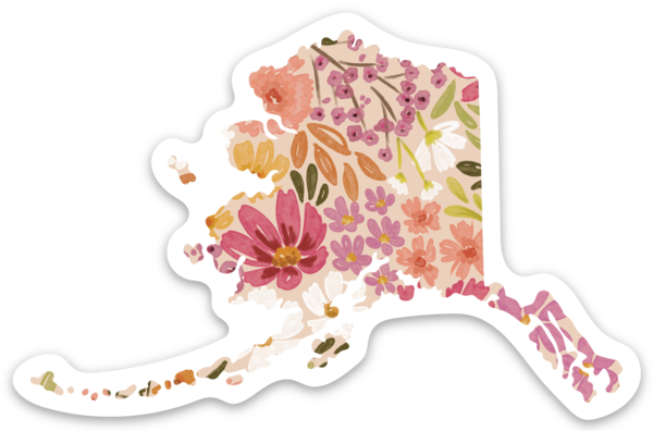 Alaska State Floral Sticker 3.5x2.25in