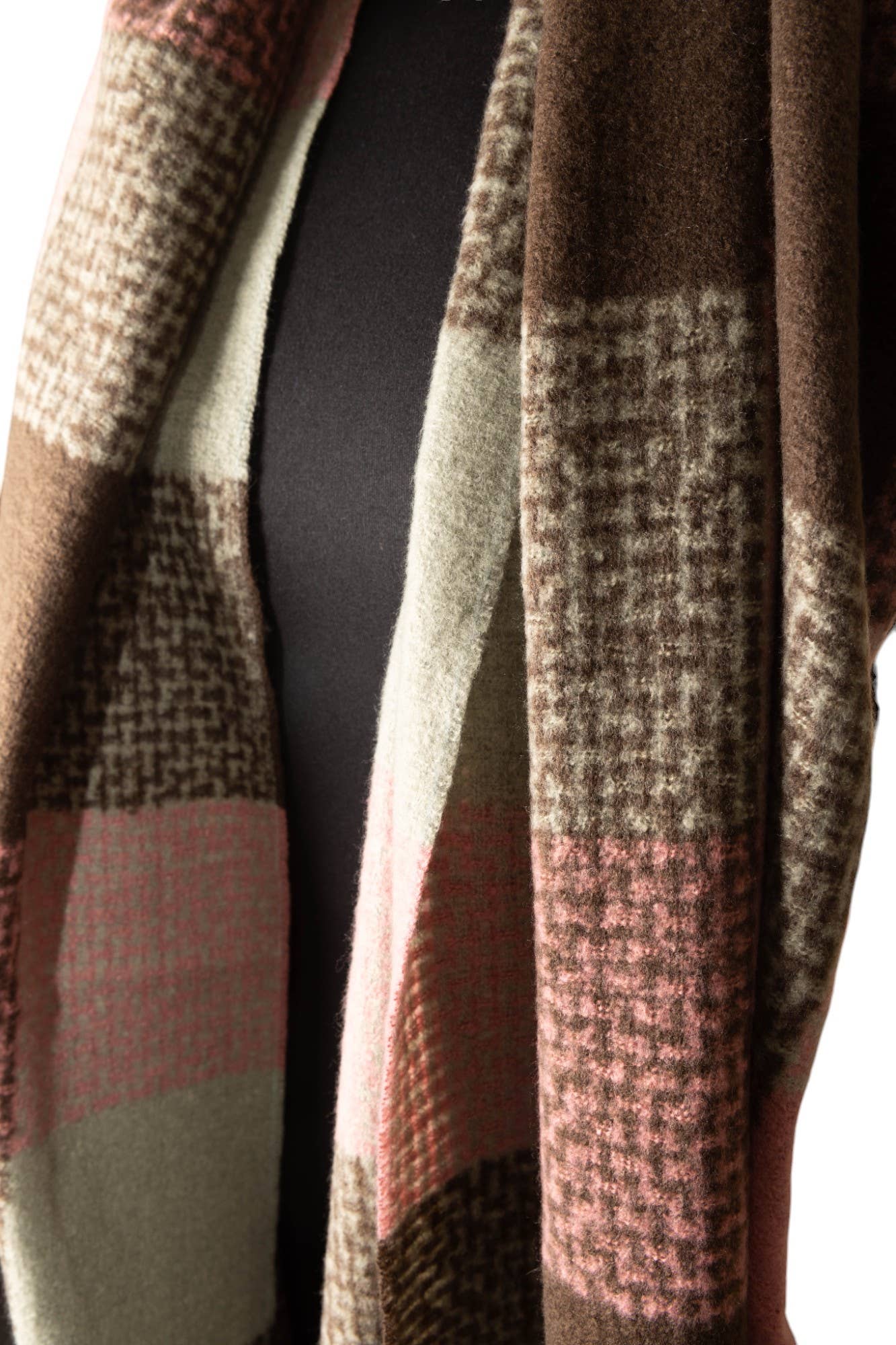 Jess & Lou Green, Pink & Maroon Checked Winter Scarf SW810