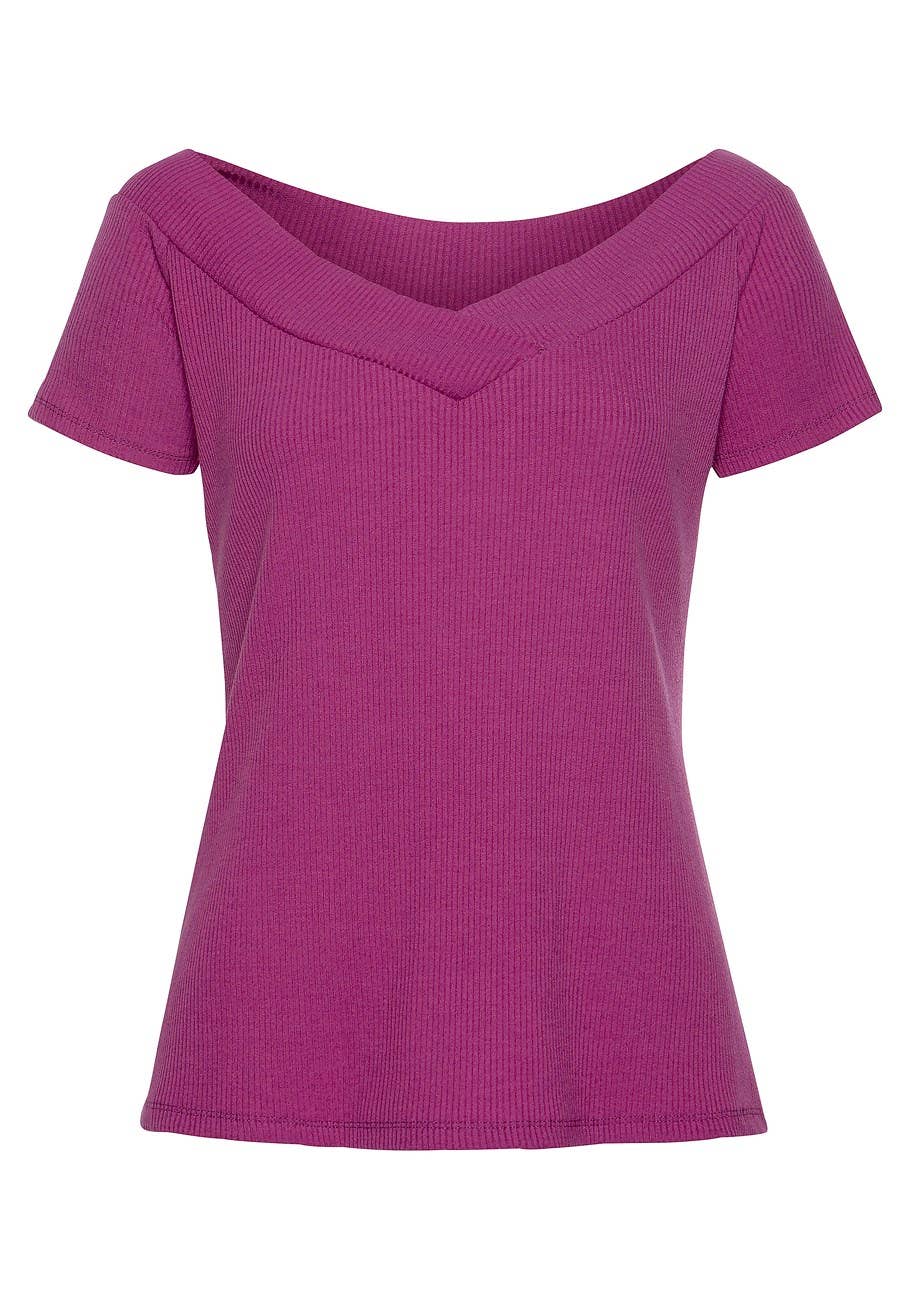 LASCANA Women's Ribbed V-Neck Top##223