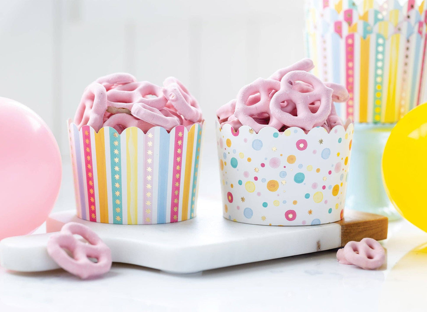 Mind Eye - JUMBO Foiled Primary Watercolor Dots/Stripes Baking Cup