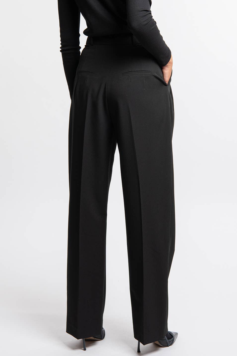 Ficelle black high-waisted wide-leg pants