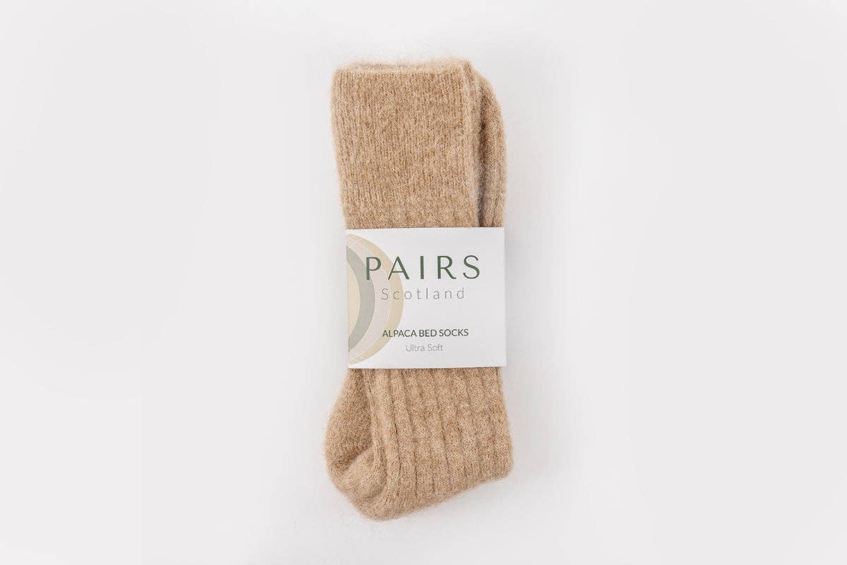 Alpaca Bed Socks: fawn