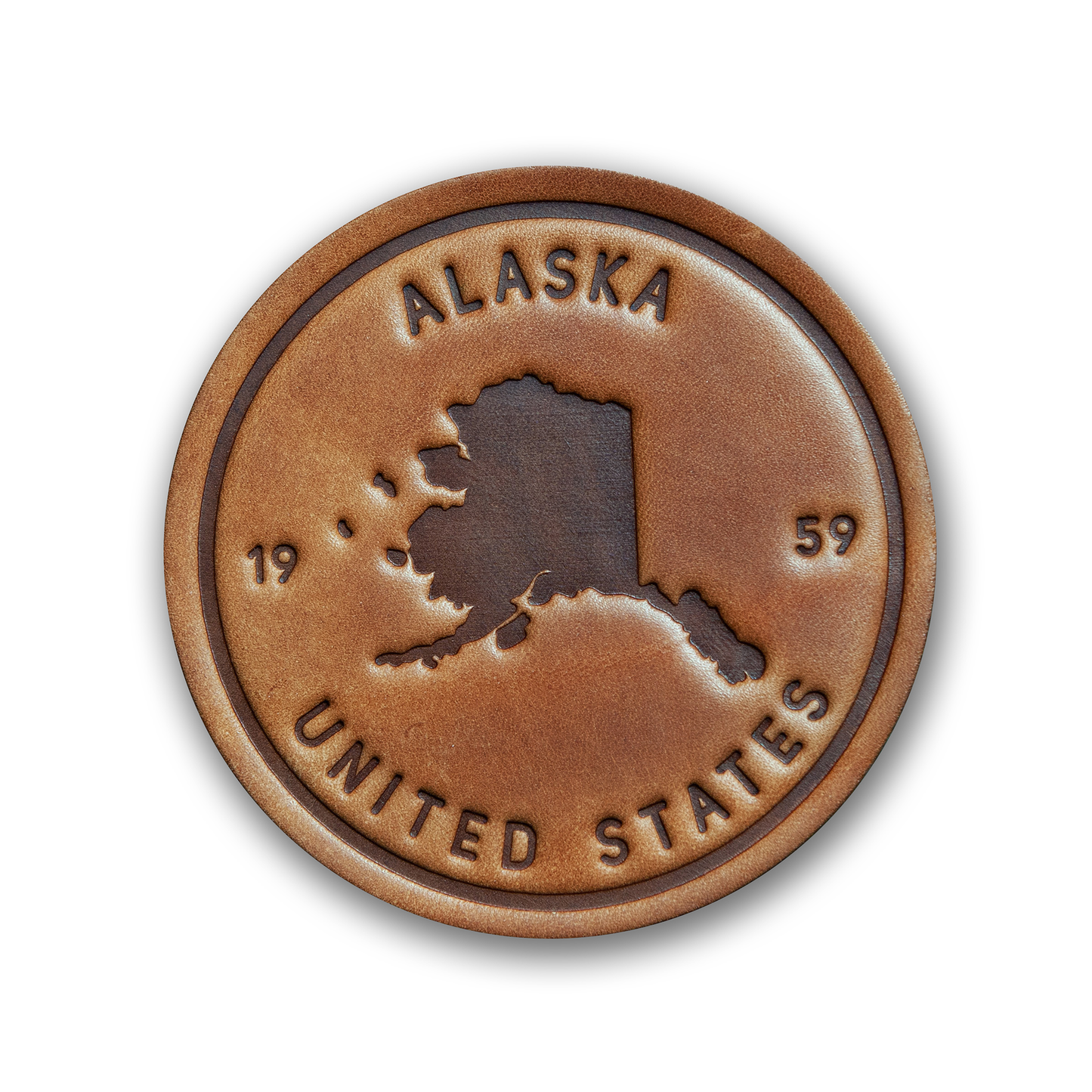 Alaska State Silhouette Leather Coaster