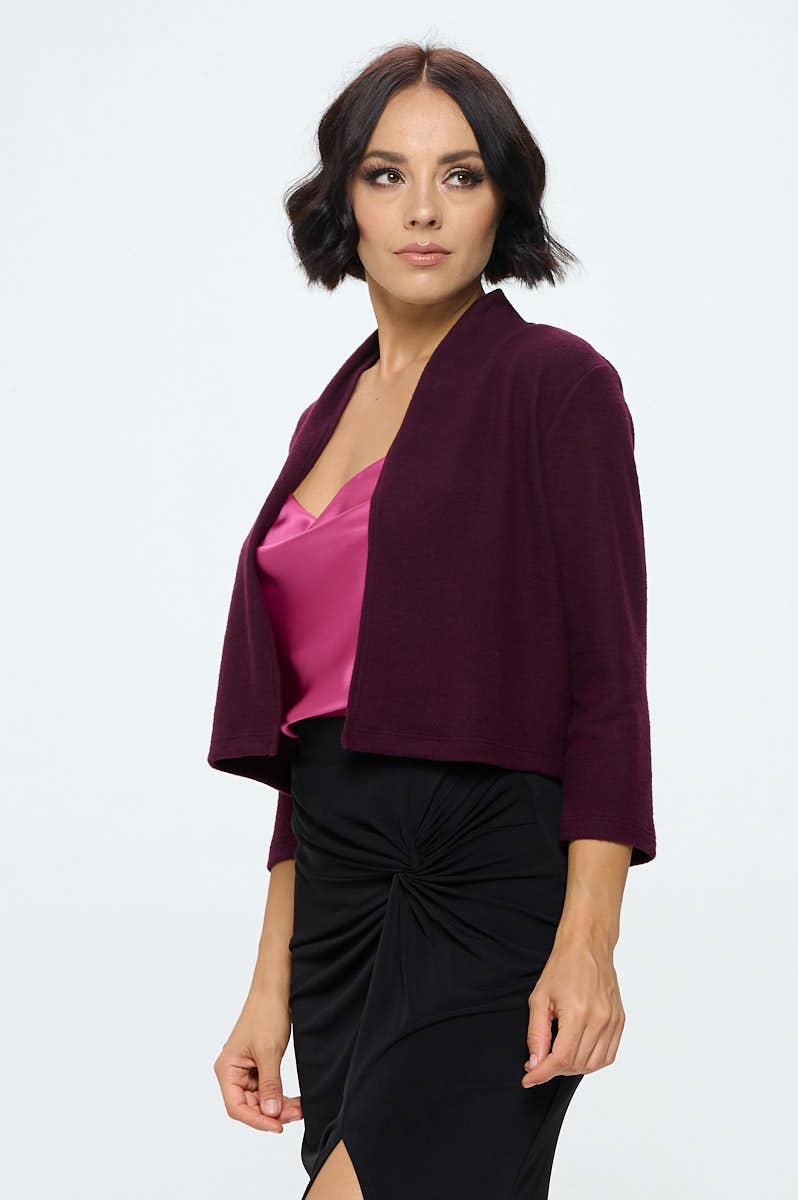 Renee Made in USA Brushed Knit Cashmere Like Bolero Cardigan