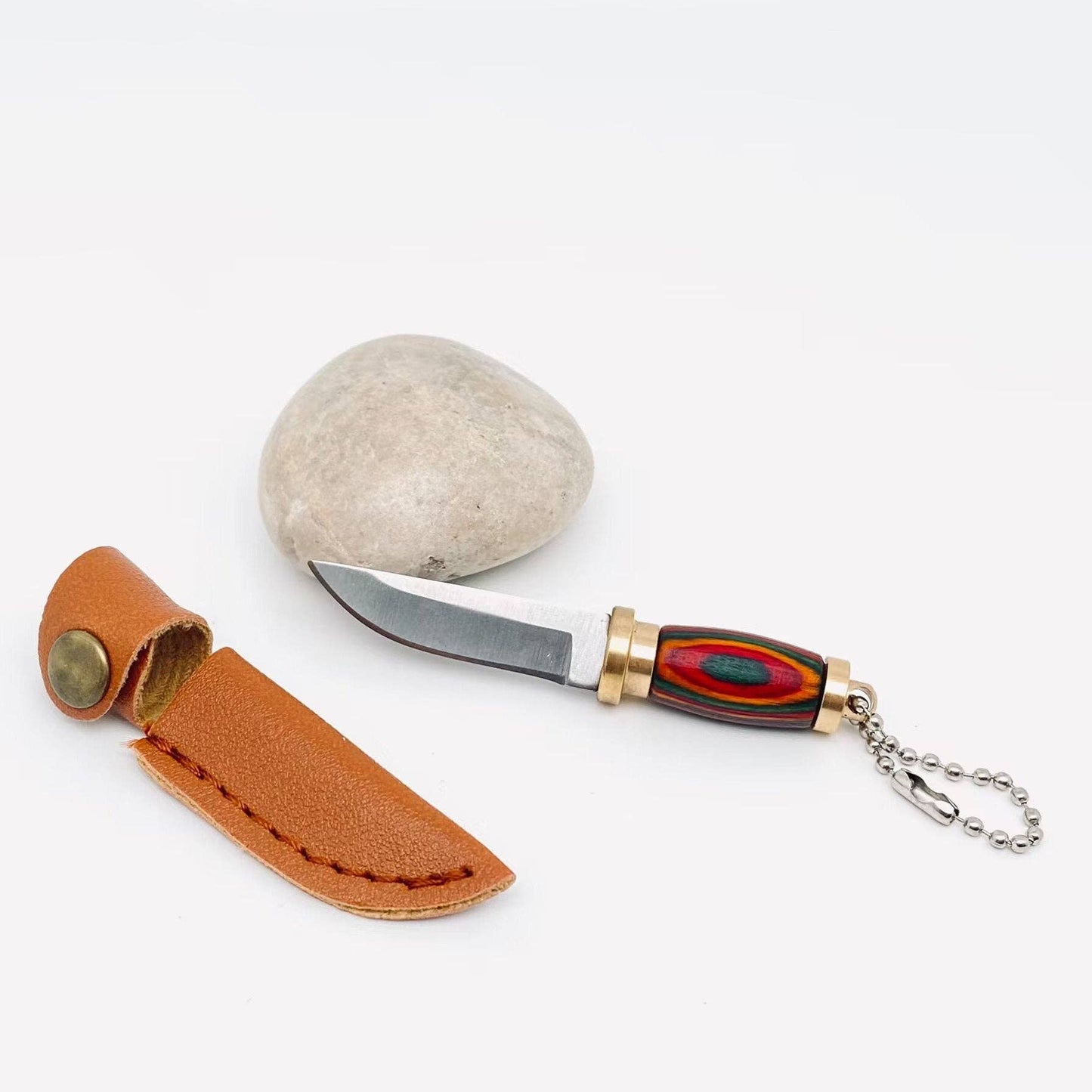 Colored Wood Handle Portable Mini Knife with Protective Cove
