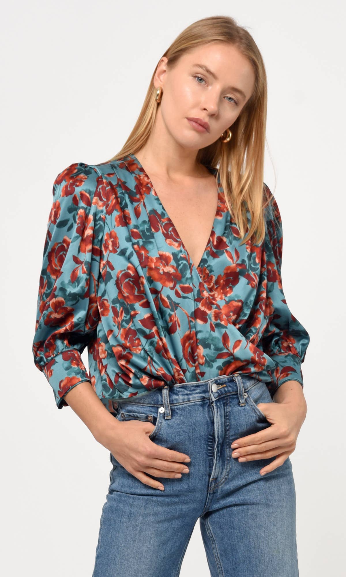 Lourdes Wrap Satin Blouse