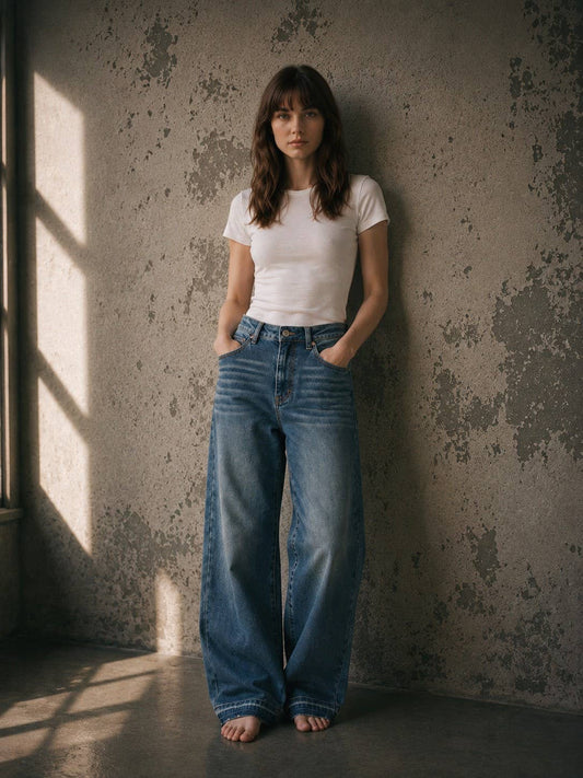 VINTAGE WASH WIDE LEG DENIM