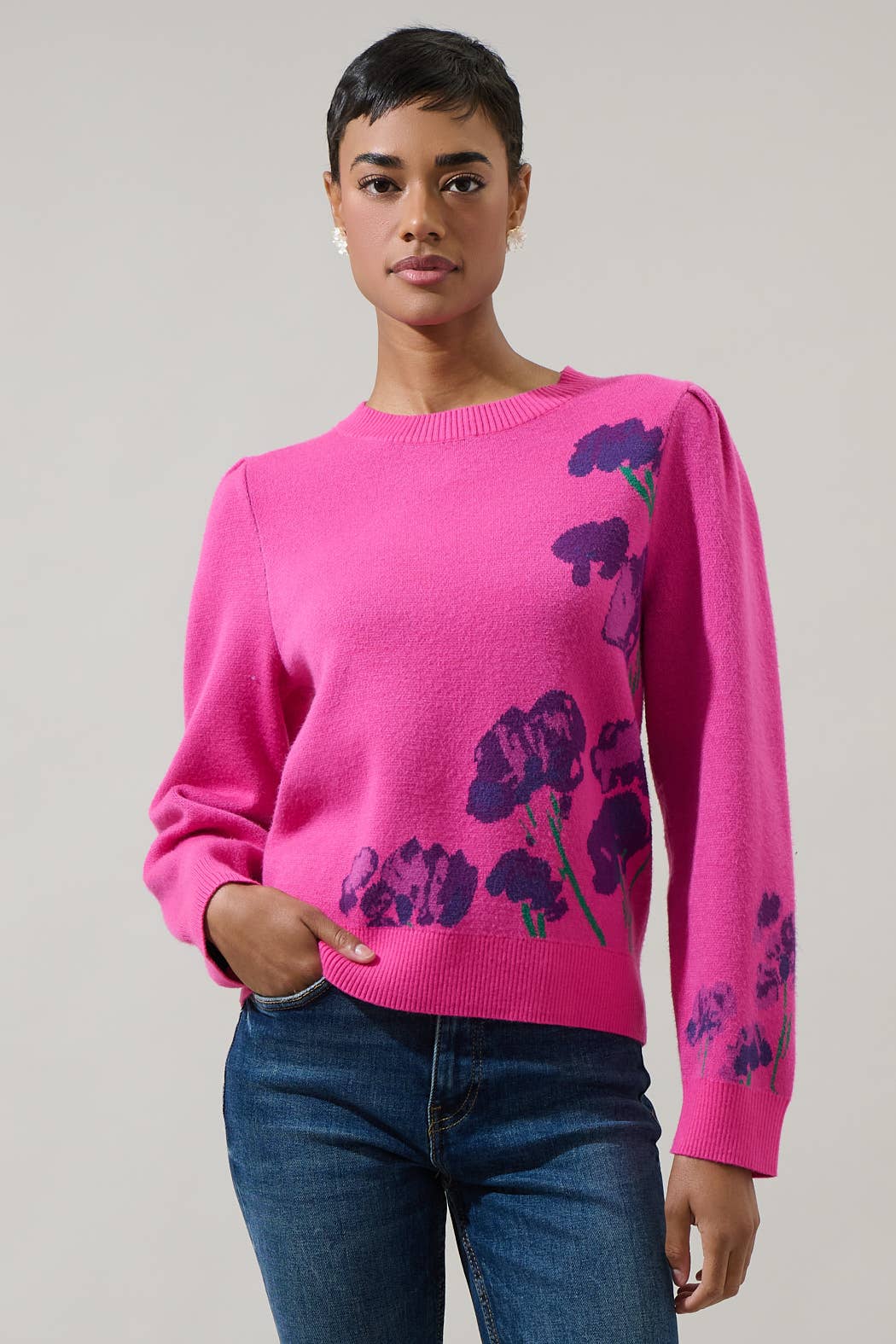 Sugar Nathalia Floral Long Sleeve Sweater