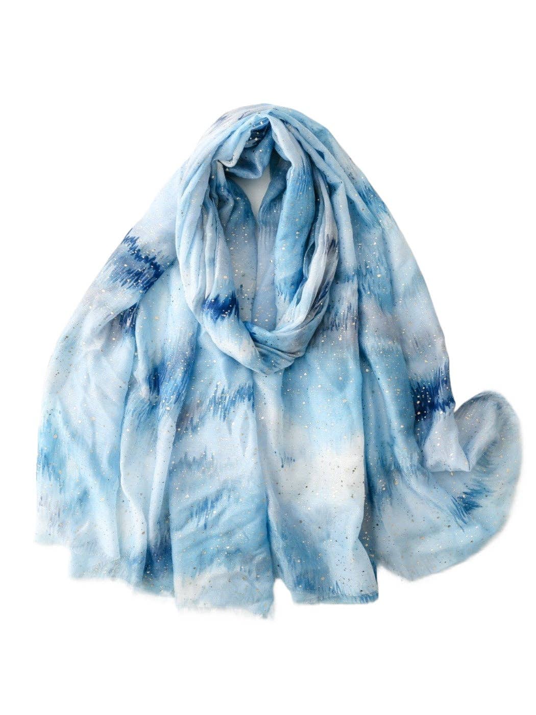 Scarvii - Gold Foil Gradient Scarf with Cloud Print
