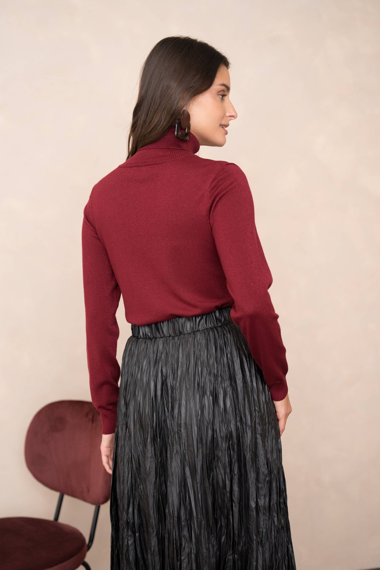 Choklate Turtleneck sweater in tencel and lurex knit