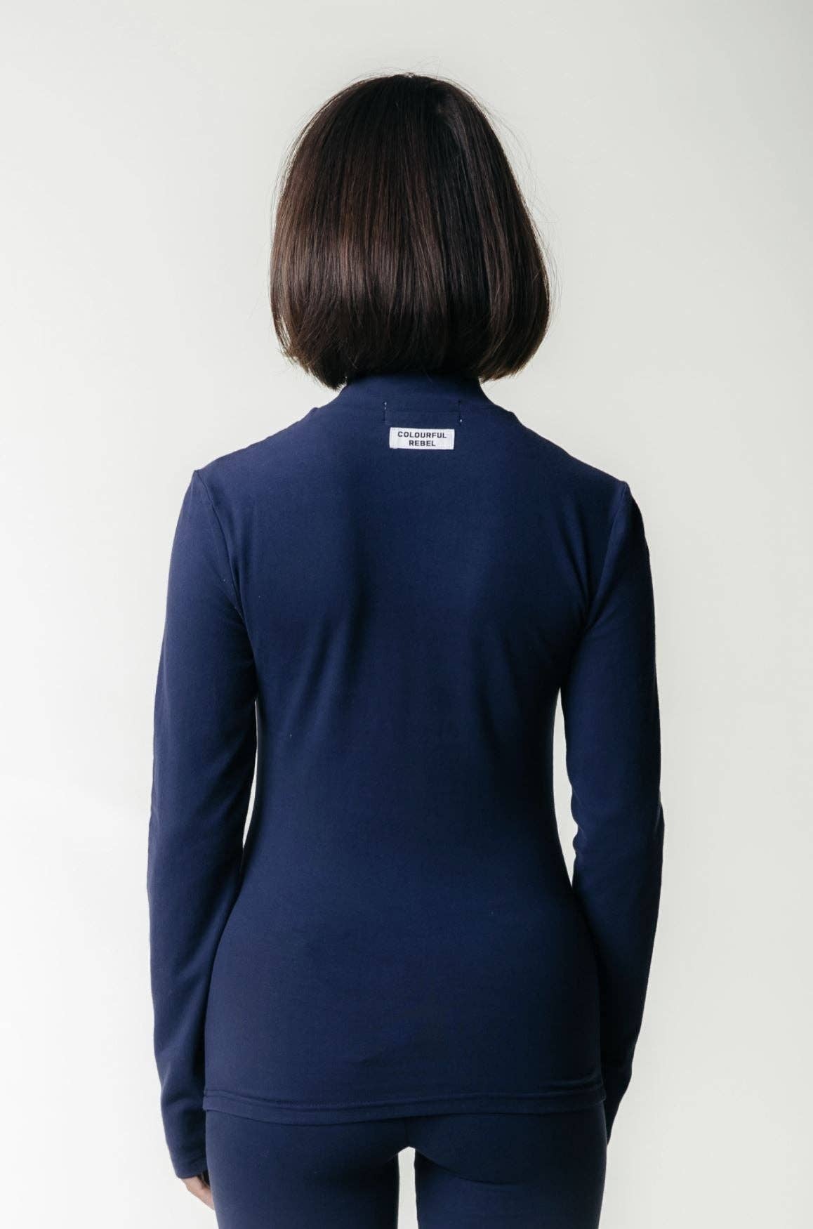 Colourful Rebel Uni Fitted Turtleneck Top | Peacoat Blue
